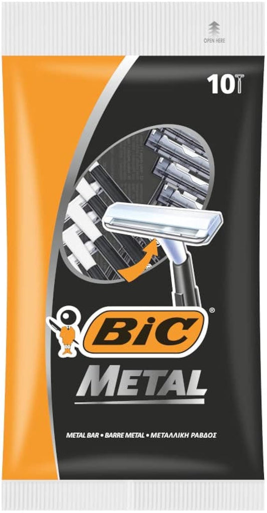 Premium Metal Disposable Men's Shaving Razors - 10 Count for Precision Shaving